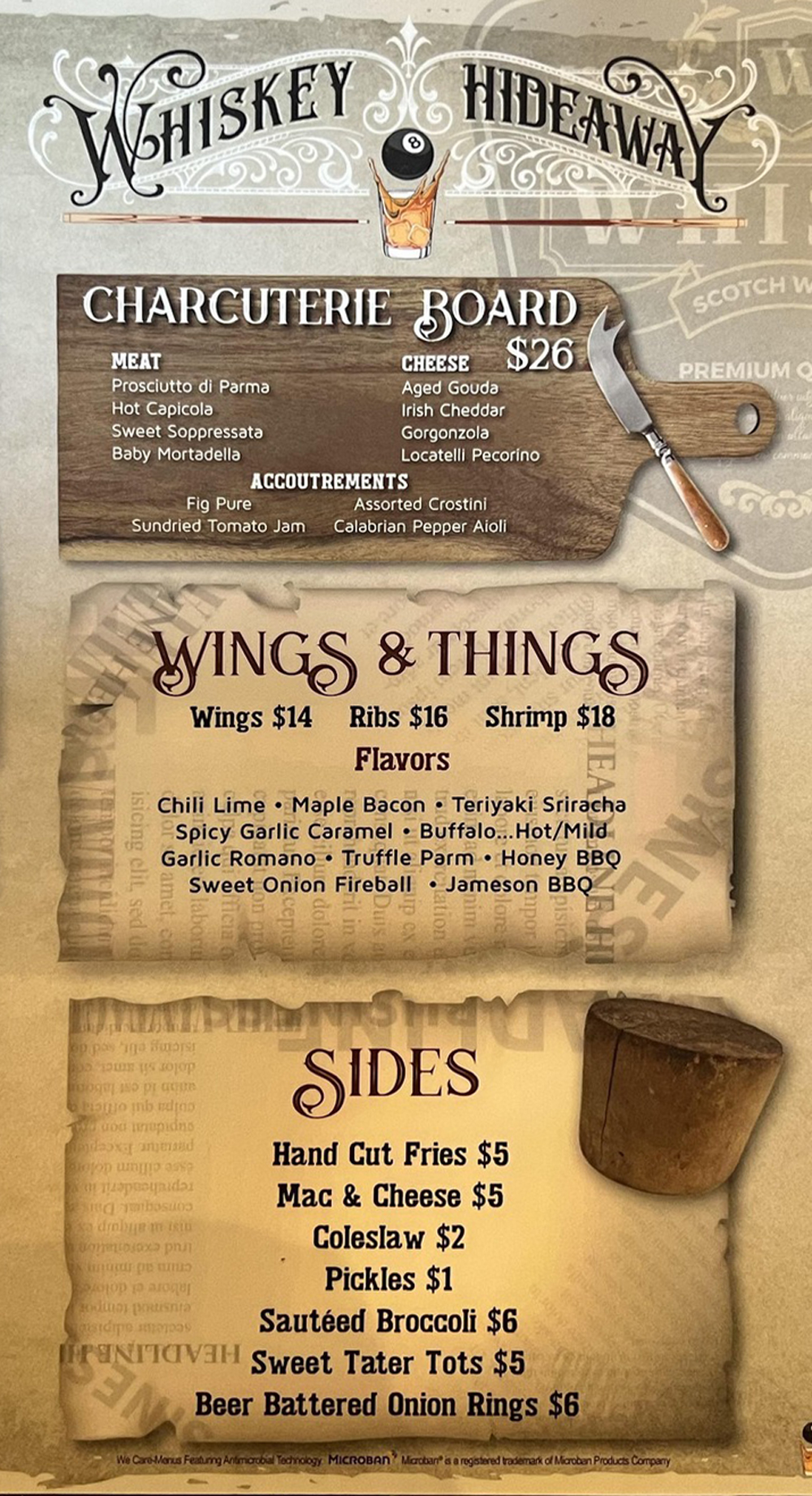 Whiskey Hideaway Menu